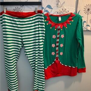 Wondershop Red & Green Festive Top Jrs Sz XXL Santa’s Workshop ELF Pajamas